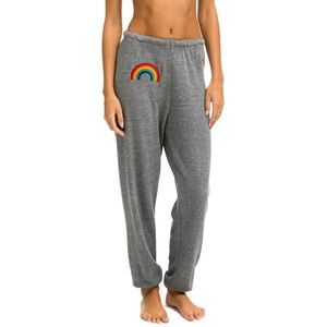 NWT Aviator Nation Rainbow Embroidery Sweatpants